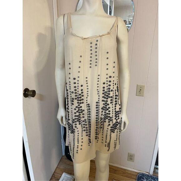 Twelfth Street by Cynthia Vincent 100% Silk Embellished Ivory Slip Dress 6 - Picture 1 of 10
